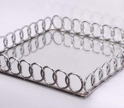 Bandeja Espelhada em Alumínio Escovado (Quadrada)