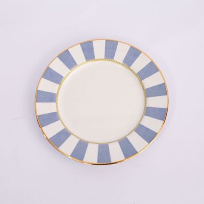 Prato Sobremesa Blue Strip Com Filete Dourado