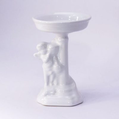 Castiçal de Porcelana Branca Com Anjo