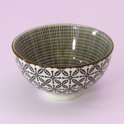 Mini Bowl de Porcelana Marrom e Branca