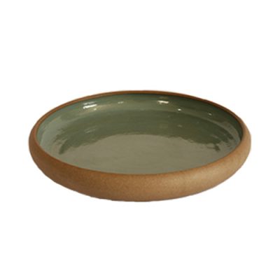 Saladeira Ceramica Bege E Verde