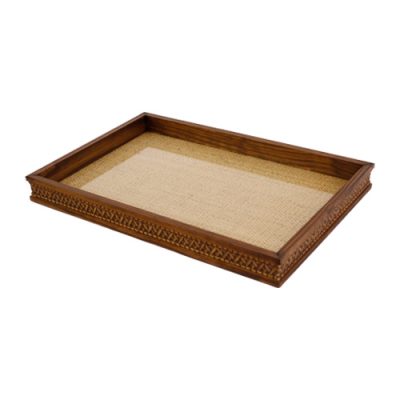 Bandeja De Madeira Trançada Com Sisal
